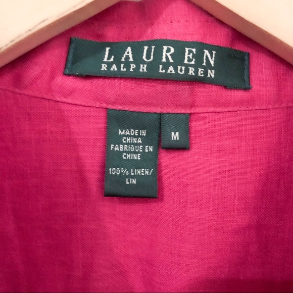 Ralph Lauren Pink Linen Button Down Shirt Medium - Picture 5 of 9